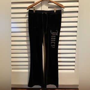 Juicy Couture Black Velour Flare Low Rise Track Pants XS